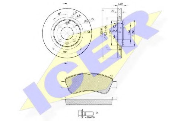 Set frana, frana disc