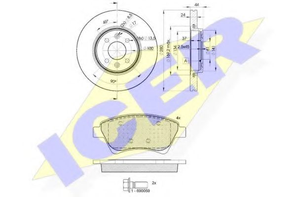 Set frana, frana disc