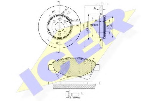 Set frana, frana disc