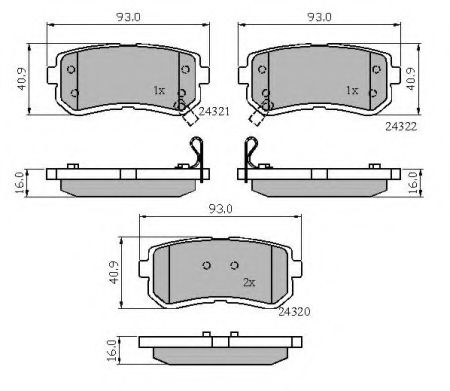 set placute frana,frana disc