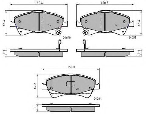 set placute frana,frana disc