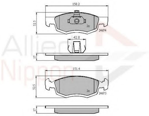 set placute frana,frana disc