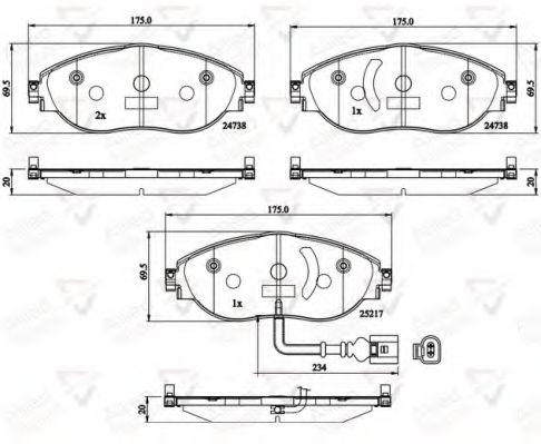 set placute frana,frana disc