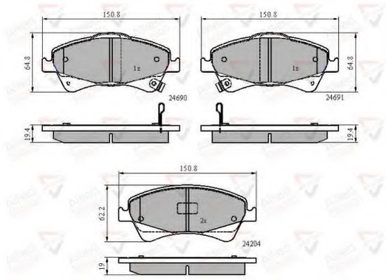 set placute frana,frana disc