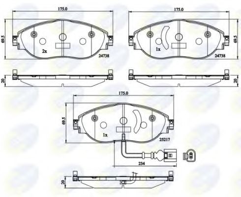 set placute frana,frana disc