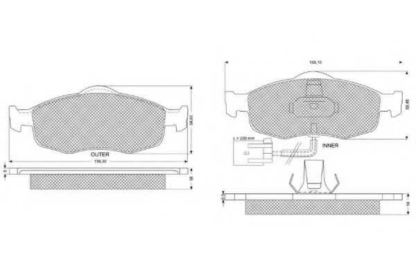 set placute frana,frana disc