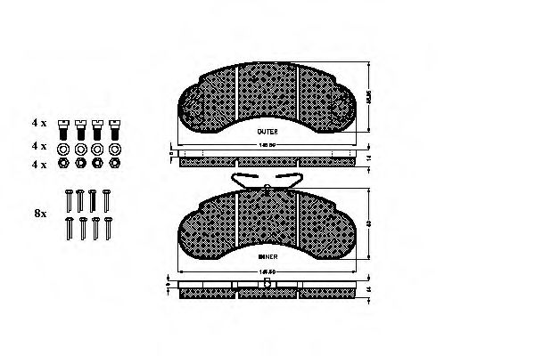 set placute frana,frana disc