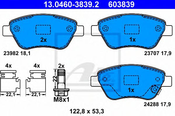 set placute frana,frana disc