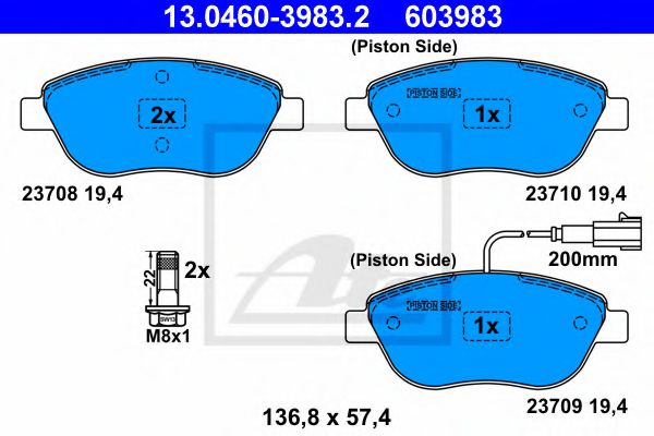 set placute frana,frana disc