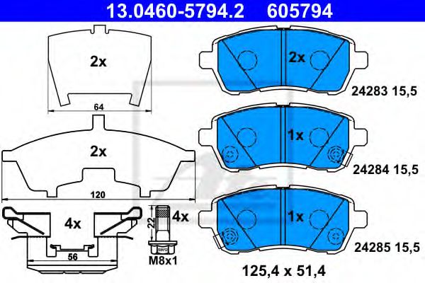 set placute frana,frana disc